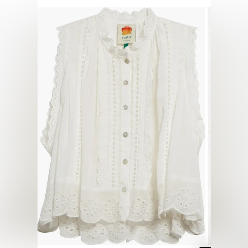 ISO Farm Rio Eyelet High-Low Cropped Top XL